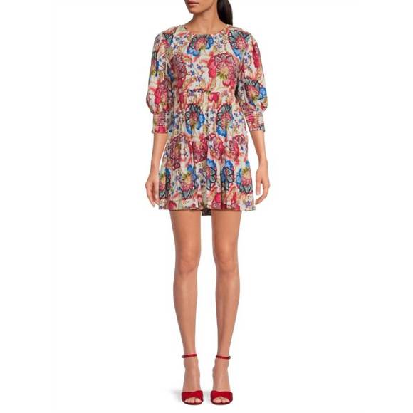 NEW MISA LOS ANGELES honor floral mini dress in pink multi